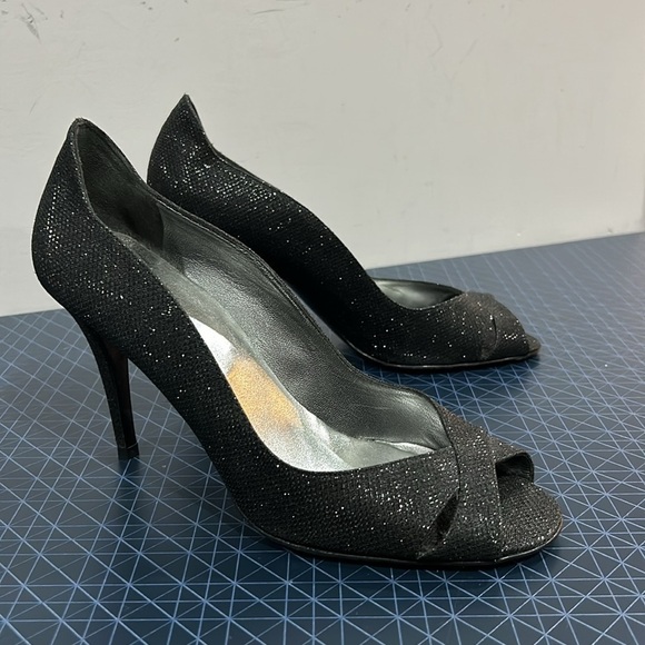 Stuart  Weitzman Shimmer Peep Toe Sparkle Heel - Picture 3 of 9